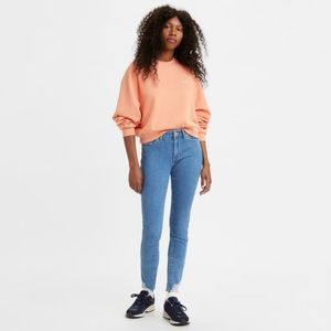 Levi’s 711 Medium Wash Mid Rise Distressed Hypersoft Skinny Jeans